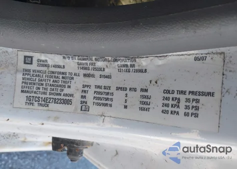 2007 GMC Canyon Work Truck from USA, damaged, VIN 1GTCS14E278233005